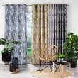 Rideau &agrave; &oelig;illets 140 x 260 cm &ndash; Jacquard FAGGY Taupe &ndash; Motif feuillage &eacute;l&eacute;gant, image n° 4