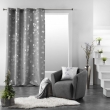 Rideau &agrave; &oelig;illets 140 x 260 cm &ndash; Polyester imprim&eacute; m&eacute;tallis&eacute; Bloomy Gris/Argent, image n° 4