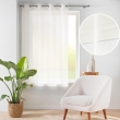 Lot de 2 voilages petite hauteur à œillets 140 x 180 cm – Voile tissé Éole Naturel, image n° 2