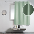 Rideau &agrave; &oelig;illets petite hauteur 140 x 180 cm &ndash; polyester uni essentiel &ndash; Sauge, image n° 2