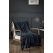 Plaid 130 x 160 cm en coton texturé Sixtine – Bleu Marine, image n° 1