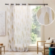 Voilage &agrave; &OElig;illets Grande Hauteur 140x280 cm &ndash; Voile Sabl&eacute; Imprim&eacute; Feuillage Kim, image n° 2