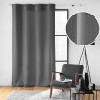 Rideau grande hauteur &agrave; &oelig;illets 140 x 280 cm &ndash; Polyester uni SOLINE &ndash; Beton, image n° 2