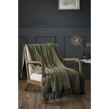 Plaid 180 x 220 cm en coton texturé Sixtine – Thym, image n° 2