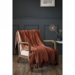 Plaid 130 x 160 cm en coton texturé Sixtine – Terracotta, image n° 1
