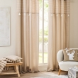 Rideau &agrave; &OElig;illets 140 x 240 cm &ndash; Coton/Polyester avec Top Tiss&eacute; et Pompons EVEREST Sable, image n° 4