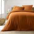 Housse de couette 260 x 240 cm + 2 taies – Gaze de coton uni 57 fils – ANGELIA Caramel, image n° 1
