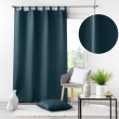 Rideau &agrave; passants &ndash; 140 x 260 cm &ndash; Polyester uni Essentiel Bleu, image n° 2
