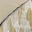 Parure de lit 240x220 cm + 2 taies &ndash; Microfibre imprim&eacute;e KIM &ndash; Motif feuillage beige et or, image n° 3