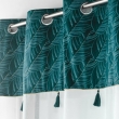 Voilage &agrave; &oelig;illets Palmina Bleu 140 x 240 cm &ndash; Voile sabl&eacute; et haut velours feuillage, image n° 2