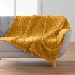 Plaid 125 x 150 cm – Flanelle Relief Unie Mini Frosty Ocre, image n° 1