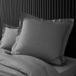 Taie d’oreiller 63 x 63 cm en percale Acier – Volant plat & point bourdon, image n° 5