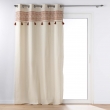 Rideau &agrave; &oelig;illets 140 x 240 cm &ndash; Polycoton uni ISALINA avec pompons Terracotta, image n° 1