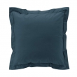 Taie d&rsquo;oreiller 63 x 63 cm en percale Bleu &ndash; Volant plat & point bourdon, image n° 1