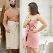 Drap de Douche Gaïa 70 x 130 cm – Gaze de Coton Unie Rose Pêche, image n° 2