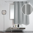 Rideau à œillets petite hauteur 140 x 180 cm – polyester uni essentiel – Gris, image n° 3