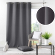 Rideau grande hauteur &agrave; &oelig;illets 140 x 280 cm &ndash; Polyester uni Essentiel Anthracite, image n° 2