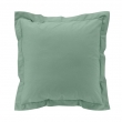 Taie d’oreiller 63 x 63 cm en percale Sauge – Volant plat & point bourdon, image n° 1