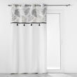 RIDEAU À ŒILLETS 140 x 240 CM – CHAMBRAY UNI + TOP IMPRIMÉ + POMPONS – MÉLISANDRE TOP CRÈME, image n° 1