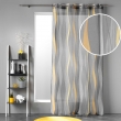 Voilage à Œillets 140 x 240 cm – Imprimé Transfert Ondulys Jaune/Anthracite, image n° 2