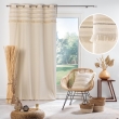 Rideau Tamisant &agrave; &OElig;illets 140 x 240 cm &ndash; 100 % Coton Uni + Top Tiss&eacute; &agrave; Franges &ndash; Atlas Naturel, image n° 2