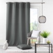 Rideau grande hauteur &agrave; &oelig;illets 140 x 280 cm &ndash; Polyester uni Essentiel Anthracite, image n° 3