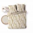 Parure de lit 240x220 cm + 2 taies &ndash; Microfibre imprim&eacute;e KIM &ndash; Motif feuillage beige et or, image n° 5