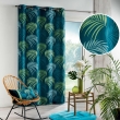 Lot de 2 rideaux &agrave; &oelig;illets 140 x 260 cm &ndash; Imprim&eacute; V&eacute;g&eacute;tal Bleu, image n° 3