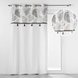 RIDEAU À ŒILLETS 140 x 240 CM – CHAMBRAY UNI + TOP IMPRIMÉ + POMPONS – MÉLISANDRE TOP CRÈME, image n° 2