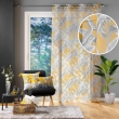 Voilage à Œillets 140x240 cm – Voile Sablé Imprimé Feuillage Isibelle Jaune, image n° 2
