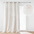 Rideau &agrave; &oelig;illets 140 x 240 cm &ndash; Polycoton imprim&eacute; m&eacute;tallis&eacute; &ndash; Mod&egrave;le Maho Blanc, image n° 2
