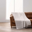 Plaid LILIA 240 x 260 cm &ndash; 100 % coton &ndash; Plaid &agrave; franges Naturel, image n° 1