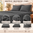 Ensemble literie 4 pi&egrave;ces &ndash; Drap plat 240 x 300 cm + drap housse 140x190 cm + 2 taies 63x63 cm &ndash; Percale 78 fils &ndash; Anthracite, image n° 3