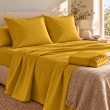 Ensemble literie 4 pi&egrave;ces &ndash; Drap plat 240 x 300 cm + drap housse 140x190 cm + 2 taies 63x63 cm &ndash; Percale 78 fils &ndash; Curry, image n° 1