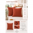 Lot de 2 Taies d&rsquo;Oreiller 60 x 60 cm &ndash; Double Gaze de Coton &ndash; GA&Iuml;A Terracotta, image n° 2
