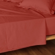 Drap plat 2 personnes 240 x 300 cm coton 57 fils Lina Terracotta &ndash; Finition point bourdon, image n° 2