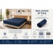 Drap Housse 140 x 190 cm Bleu Nuit &ndash; 100% Coton 57 Fils/cm&sup2;, image n° 2