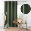 Rideau &agrave; &oelig;illets 140 x 280 cm en microfibre unie &ndash; Absolu Kaki &ndash; Grande hauteur, image n° 2
