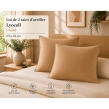 Lot de 2 taies d&rsquo;oreiller 63 x 63 cm Lyocell uni &ndash; LYSANDRE Camel, image n° 2
