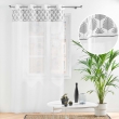 Voilage &agrave; &oelig;illets Kasita Blanc 140 x 240 cm &ndash; Voile tiss&eacute; brod&eacute; motif v&eacute;g&eacute;tal, image n° 3