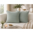 Lot de 2 coussins 45 x 45 cm gaze de coton Eucalyptus &ndash; D&eacute;houssables zip &ndash; Passepoil, image n° 1