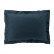 Taie d&rsquo;oreiller volant plat &ndash; 50 x 70 cm &ndash; percale unie 78 fils &ndash; point bourdon &ndash; Bleu, image n° 1