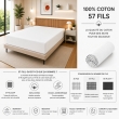 Drap Housse 140 x 190 cm Blanc &ndash; 100% Coton 57 Fils/cm&sup2; &ndash; Bonnet 30 cm, image n° 2
