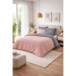 Pack HARMONIE 6 pi&egrave;ces Rose & Gris&ndash; Coton 57 fils &ndash; Housse 240x220 + Drap housse 140x190 cm, image n° 2