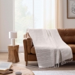 Plaid LILIA 240 x 260 cm &ndash; 100 % coton &ndash; Plaid &agrave; franges Naturel, image n° 4