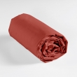 Drap-housse 1 personne 90 x 190 cm coton 57 fils LINA Terracotta &ndash; Bonnet 30 cm, image n° 3