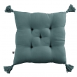 Assise matelassée 5 points avec pompons gaze de coton 40 x 40 cm canard Bleu, image n° 1