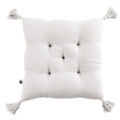 Assise matelassée 5 points avec pompons gaze de coton 40 x 40 cm chantilly Blanc, image n° 1