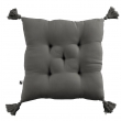 Assise matelassée 5 points avec pompons gaze de coton 40 x 40 cm granit Anthracite, image n° 1