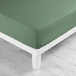 Drap-housse 1 personne 90 x 190 cm coton 57 fils LINA C&egrave;dre &ndash; Bonnet 30 cm